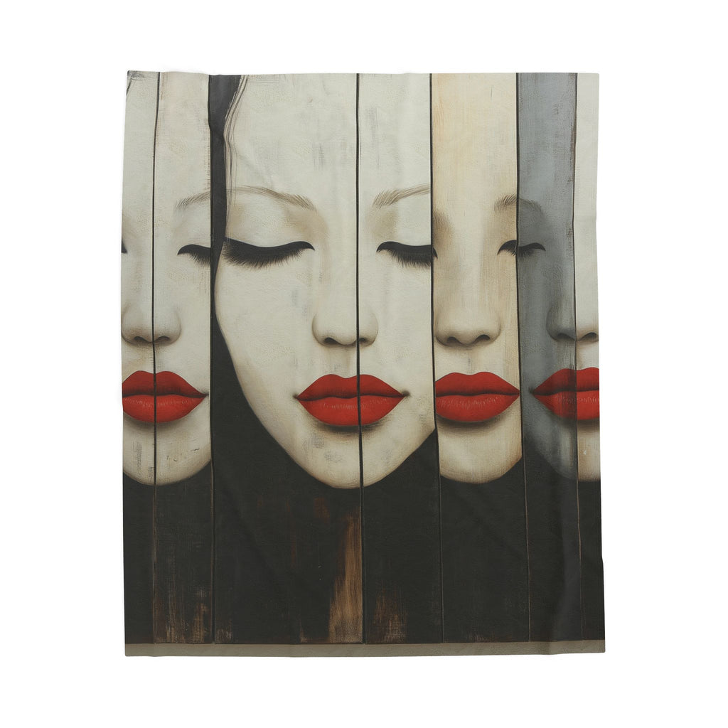 Cozy Velveteen Plush Blanket with Elegant Face Design, Home Decor, Gift for Her, Stylish Throw, Living Room Accent, Art Blanket